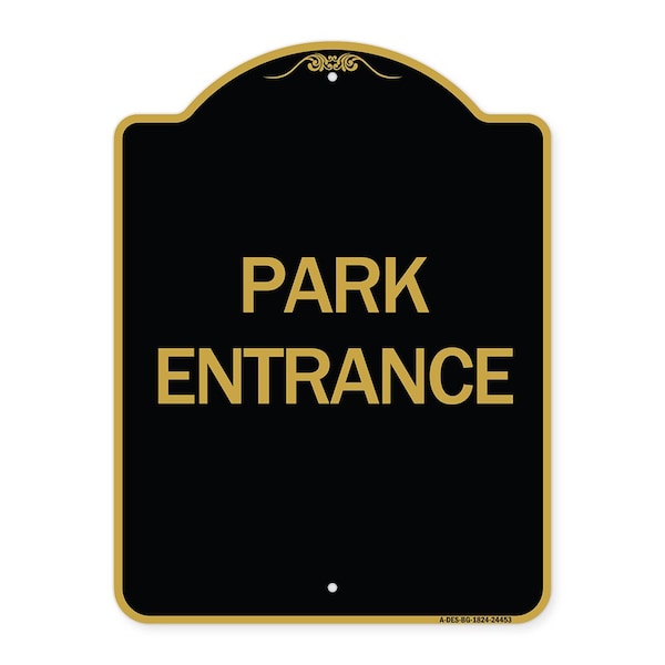 Signmission Designer Series Sign-Park Entrance, Black & Gold Aluminum Architectural Sign, 18" H, BG-1824-24453 A-DES-BG-1824-24453 - main